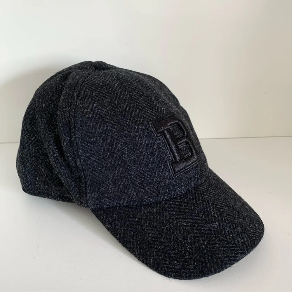 B wool leather Herringbone cap hat